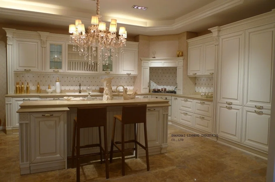 Armario de cocina de cereza color crema (LH SW068) en Armarios de