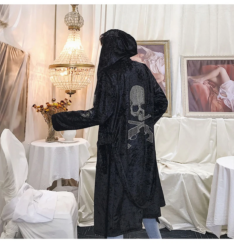 Male Trench Coat Men Black Long Punk Rave Steampunk  (28)