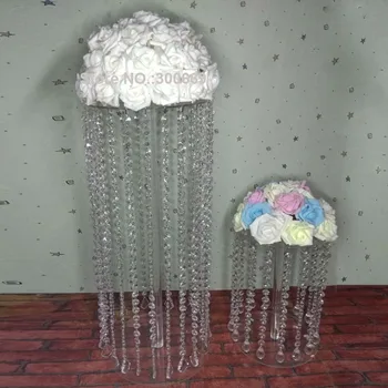 

free ship 10pcs Flower Vase Stand Wedding Table Centerpiece Acrylic Crystal Road Lead Flower Rack For Home Party Event Decor