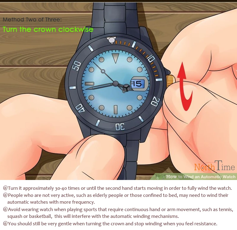 Clockwise Turn the watch