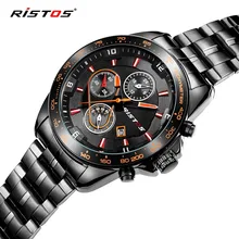 RISTOS Hot Sale Steel Men Watch Top Brand Luxury Fashion Sport Male Quartz Watches Military Waterproof Calendar Wrist Watch 2016
