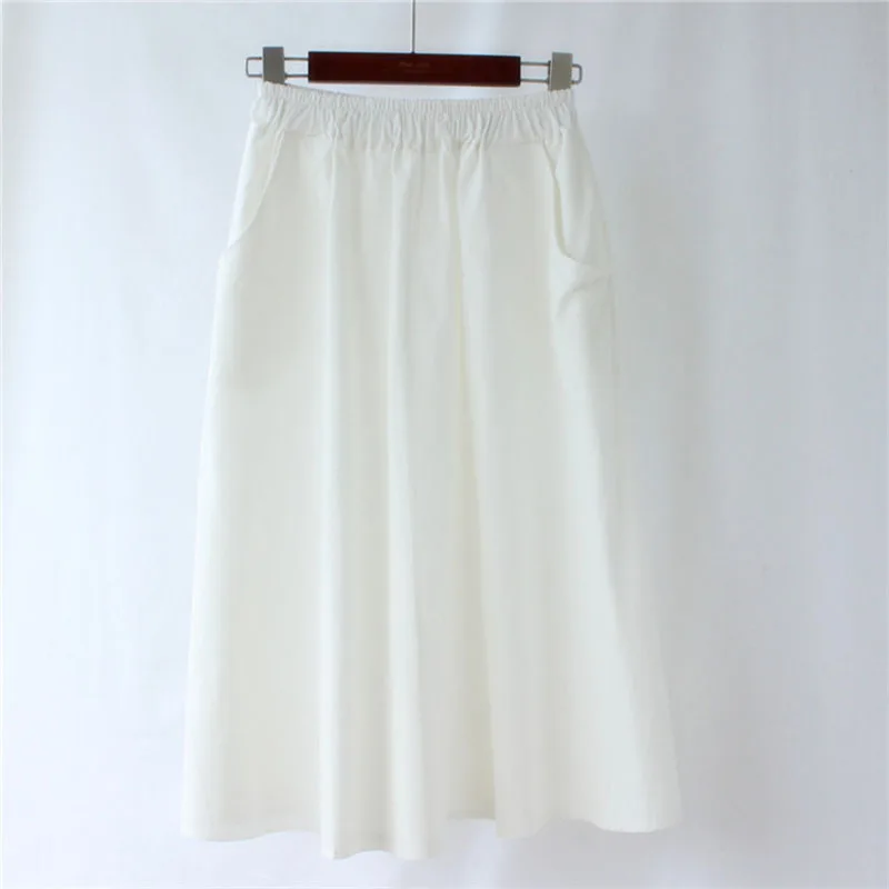 Летняя женская Шикарная новая хлопковая юбка с карманами, Студенческая Корейская версия однотонной повседневной модной юбки bf