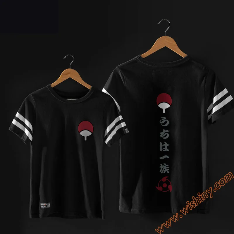 Крутая футболка с Наруто черная белая короткий рукав аниме Учиха футболка анимация для мужчин и женщин футболка для молодежи