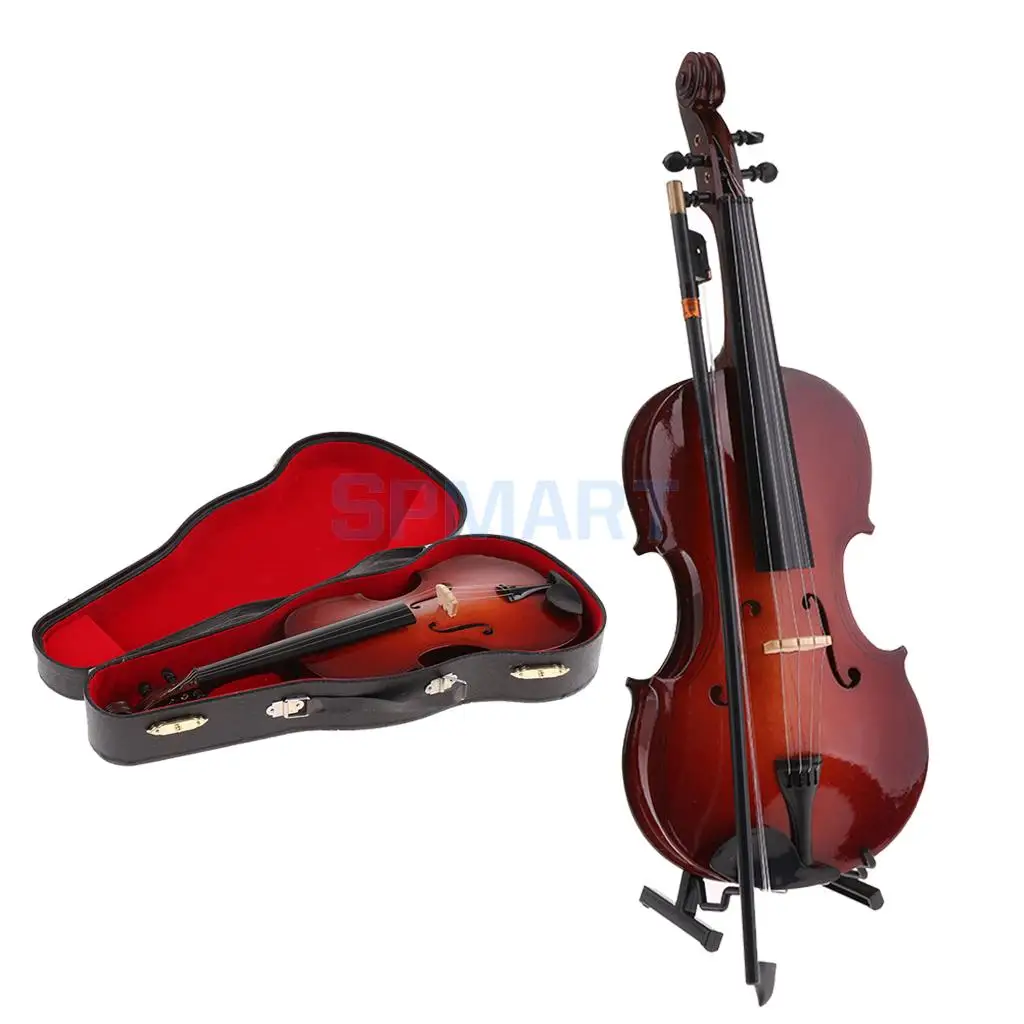 Miniature 14 Wooden Violin Music Instrument Model Display Home Decor