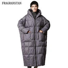 Женская зимняя новая теплая куртка на 90% белом утином пуху Женская мода размера плюс свободные парки высокого качества с капюшоном Vestidos JQ331