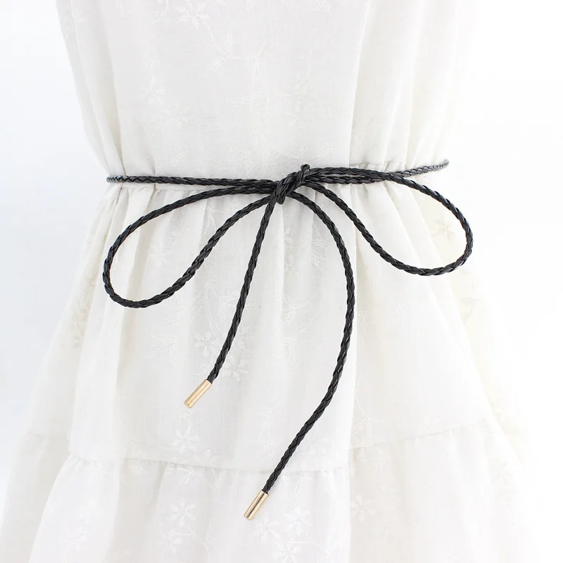

Plus Size Leather Casual Thin Belt Women Lady Fashion Rope Weave Belt Body Belt ceinture femme de marque luxe cinto feminino