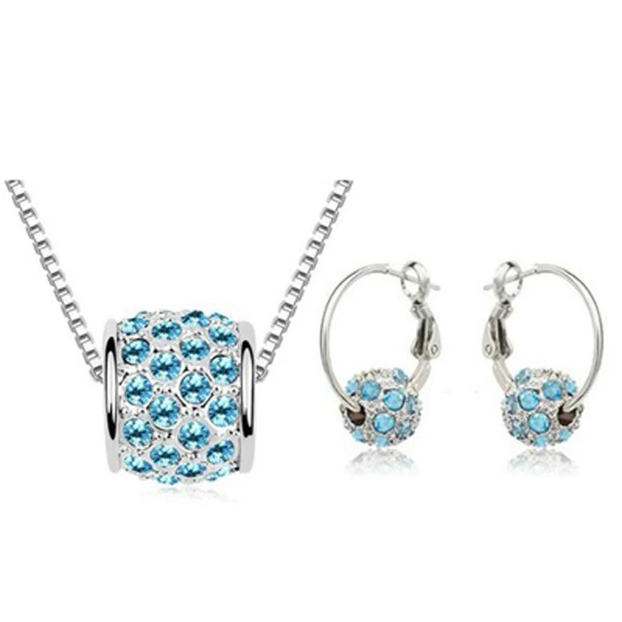 Горячая Австрийский Хрустальный шар посеребренные ожерелье и серьги набор Shambala классический дизайн