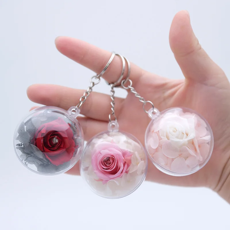 

Natural Flower Decoration Eternal Life Flower Creative Key Ring Bag Keychain Christmas Valentine Wedding Gifts Accessories