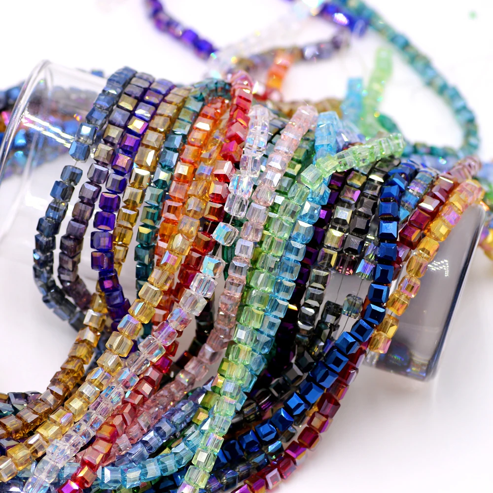 100pcs lot 4mm AB Color Crystal Beads For Jewelry Making Square Cube 100pcs lot 4mm AB Color Crystal Beads For Jewelry Making Square Cube