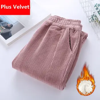 

Plus Velvet Corduroy Pants Women Casual Autumn Winter Trousers Women Sweatpants Plus Size 3XL Warm Corduroy Harem Pants C5578