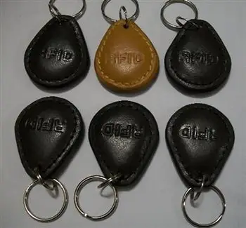 

Leather 125KHZ low frequency TK4100/EM4100 keychain ID shaped card ID keychain 40*31mm