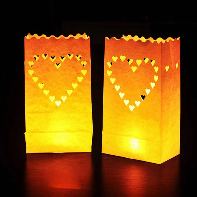 50 pcs/lot White Luminary Bags Tea Light Candle Holder Paper Bag Paper