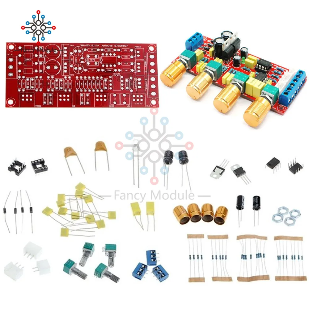 NE5532 предварительно усилитель предусилителя тональная плата наборы DIY высокие частоты Alto бас регулятор громкости