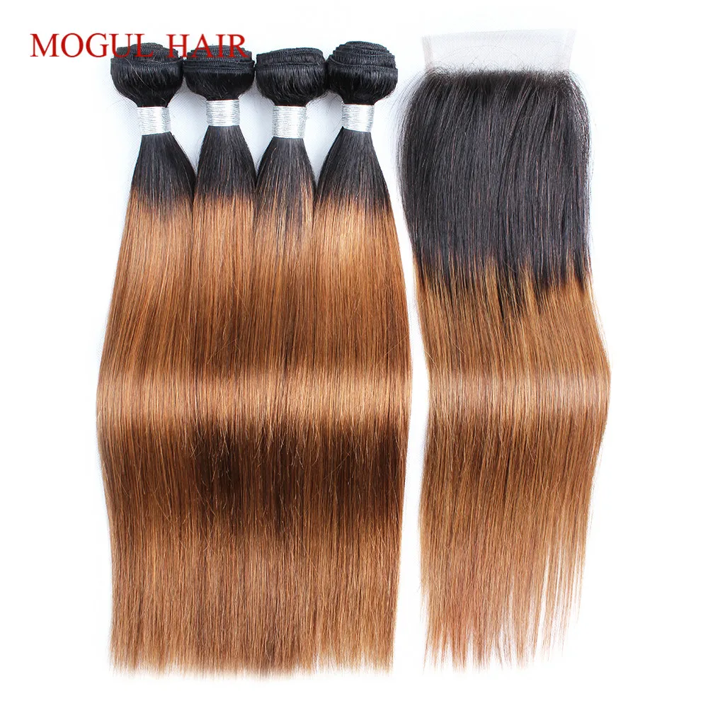 MOGUL HAIR T 1B 30 пучки волос от светлого до темного цвета с закрытием Омбре Auburn коричневые перуанские прямые волосы 3/4 пучок не Реми человеческие волосы для наращивания