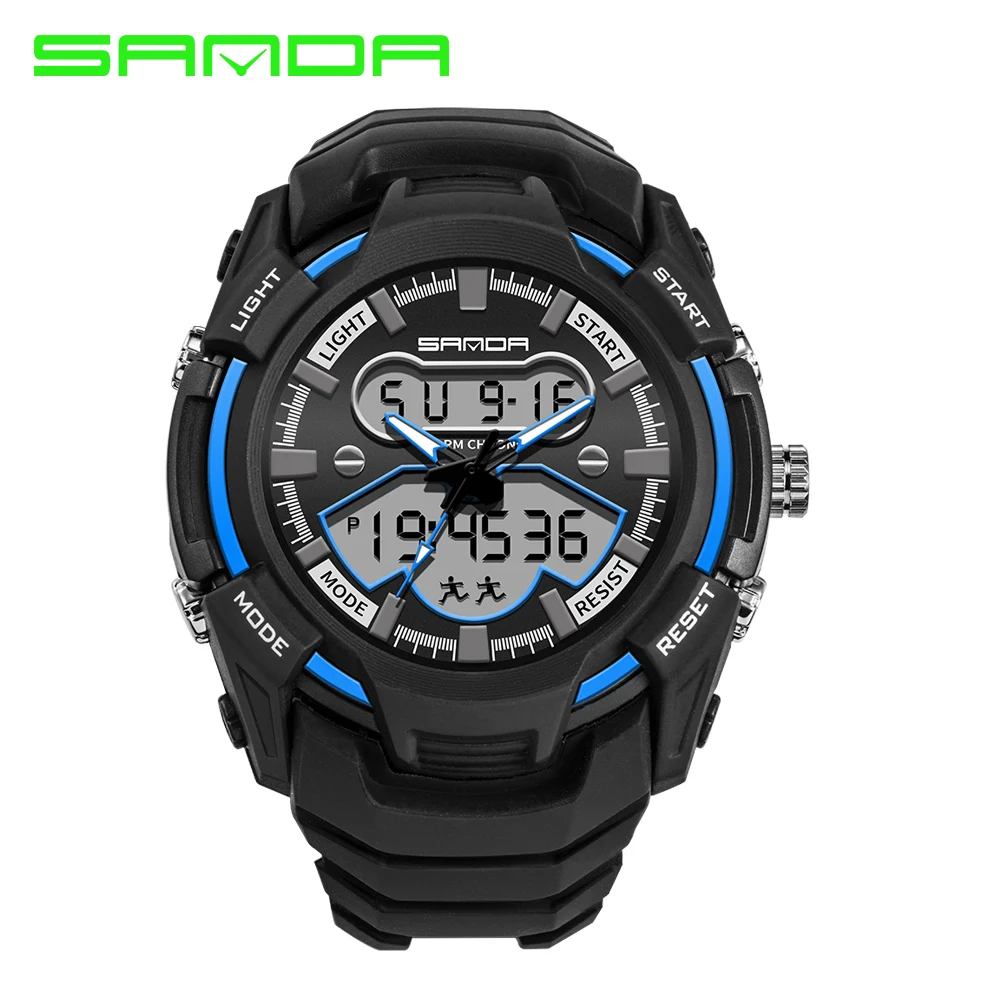 

montre 100% Original SANDA Sport Dual Time LED Digital Analog Military 3ATM Wrist Watch Wristwatches for Men Male Boy WATCH 2018