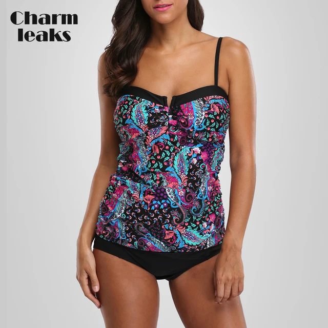 {Excellent|Wonderfull|Very Good|Very Recommended} Charmleaks Tankini Set Women Swimwear Vintage Floral Print Swimsuit Padded Swimwear Bathing Suit Beach Wear Bikini Limited Price