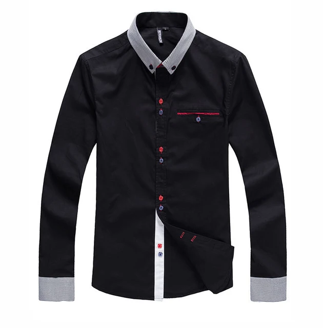 2015 Spring Men's Casual Button Down Shirt Long Sleeve Cotton Dress ...