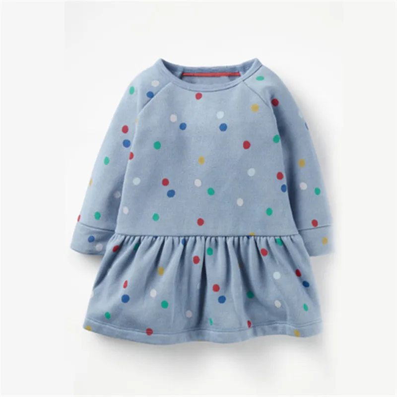 

2019 Long Sleeve Kids Girls Fall Autumn Spring Girls Clothes Polka Dots Top quality Lovely cotton Children Dresses 2-7 Years