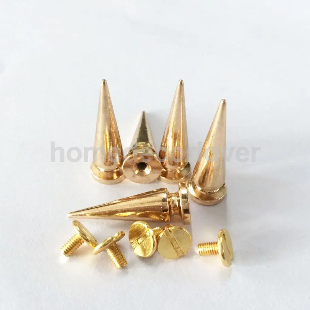 10pcs Copper Cone Screw Stud Leather Craft Spike Rivets Shoe Clothing Decoration