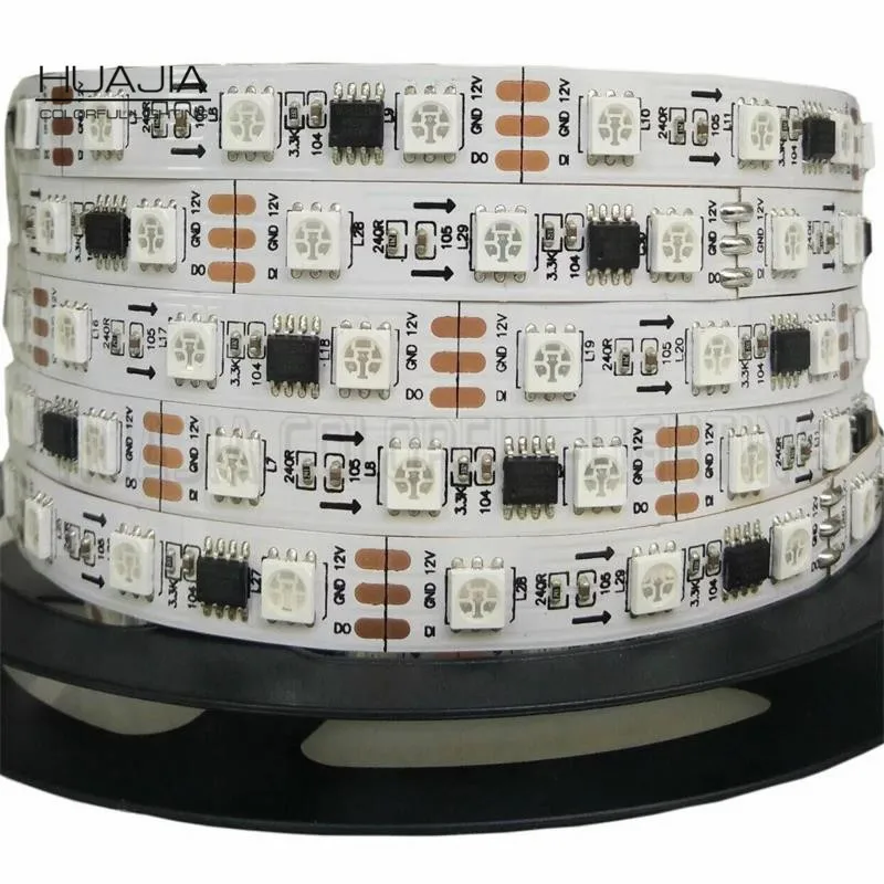 

1M WS2811 60LEDs/m Non-Waterproof 256 Grey 5050 RGB Colorful LED Strip Lights White and Black PCB for Clothing Lights