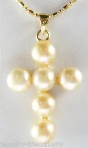 

Free shipping@@@@@Hot! gold Color pearl Cross Pendant Necklace