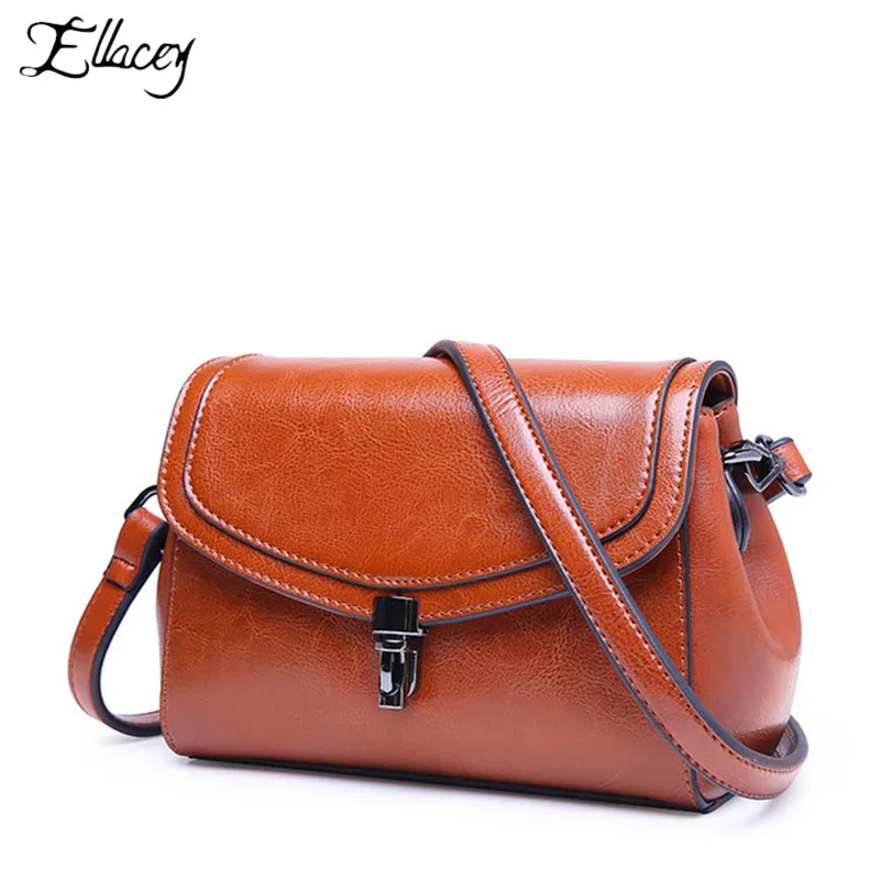 

2019 New Fashion Women Genuine Leather HandBag Ladies Retro Solid Color Shoulder Bag Hand Bags Crossbody Bags For Women