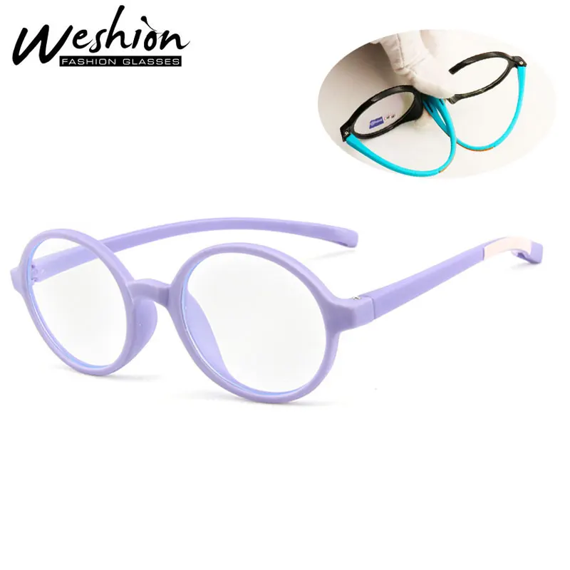 

Round Anti Blue Light Blocking Glasses Frame Kids Reflective Clear Lenses Computer Children Boy Girls Eyeglasses 2019 UV400 New