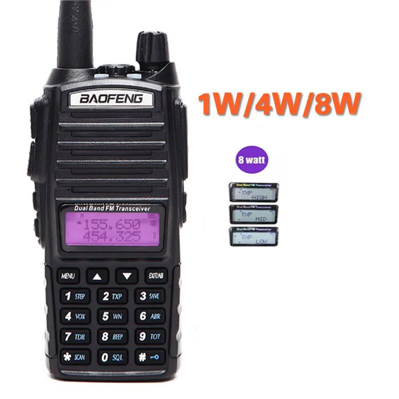 

2PCS/Lot Baofeng UV-82 8W Walkie Talkie Dual Band Dual PTT VHFUHF Two Way Radio Tri-Power CB Radio Portable UV82 Transceiver