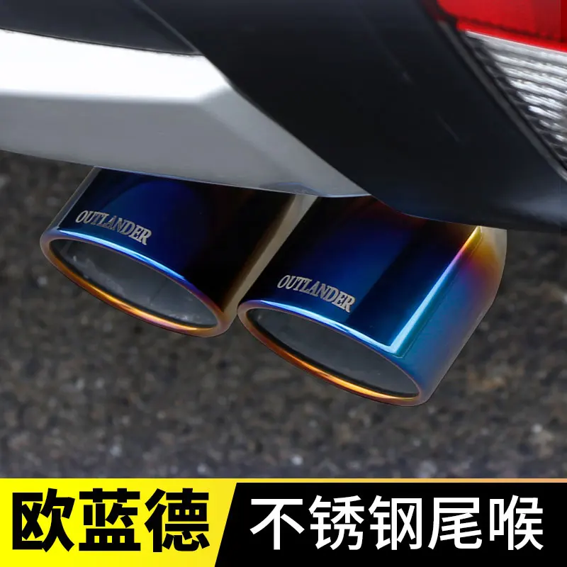 

Car exhaust muffler stainless steel 1 to 2 double tube chrome modified rear tail throat For Mitsubishi Outlander 2013-2018