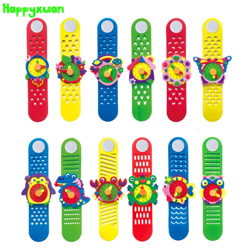  Happyxuan 12 Designs DIY 3D EVA Foam Craft Sticker Handmade Watch Clock Learning Kids Kindergarten  - 32966935081