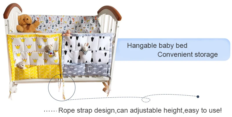 Милая детская кроватка кровать висячая сумка для хранения Органайзер для кроватки 60x50 см мультяшная печатная игрушка карман для пеленок детская кроватка набор