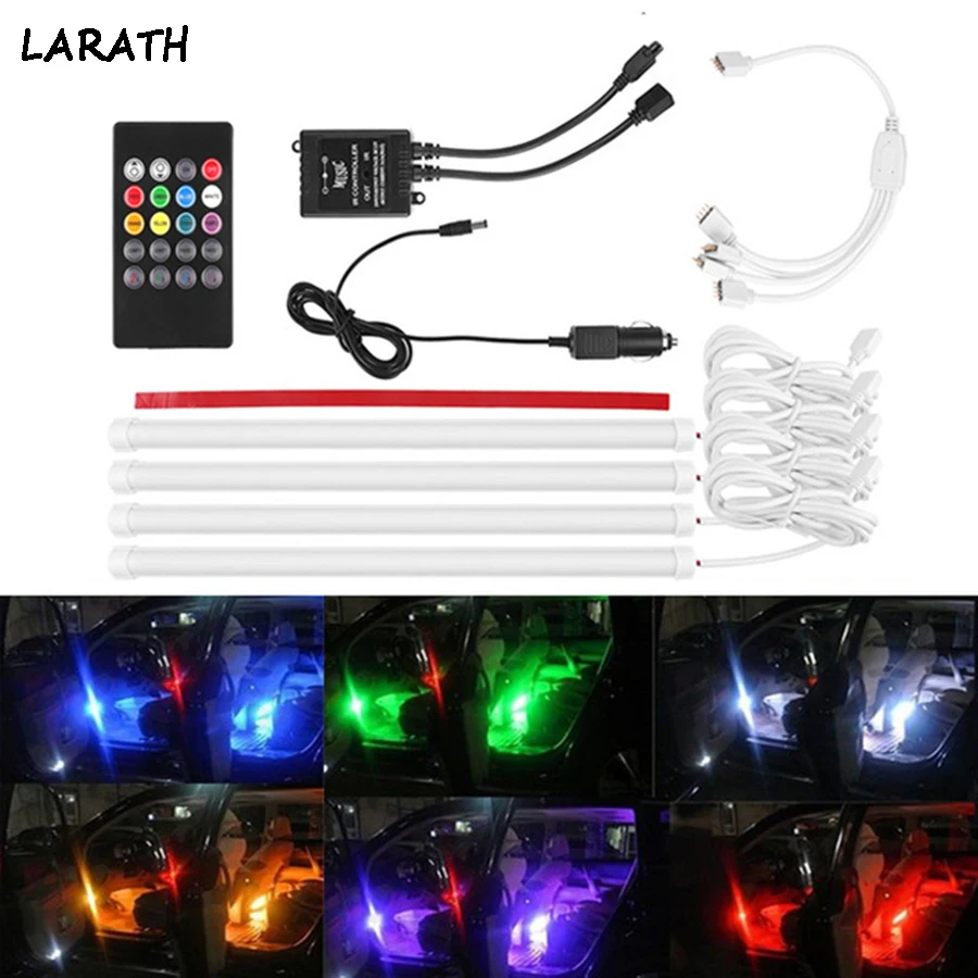 

2016 RGB Car LED Strip Light Music Control LED Strip lights 7 Colors Car Styling Atmosphere Lamps With Remote
