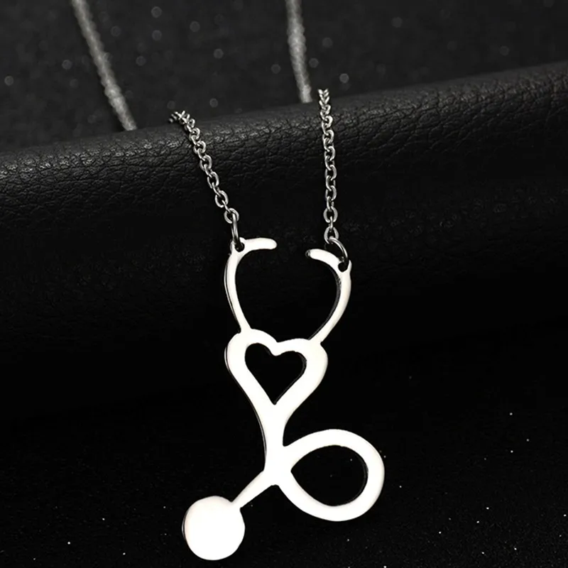 2016-New-Arrival-Stainless-Steel-Stethoscope-Heart-Necklace-Chokers-Necklace-For-Women-Party-Gift (3)