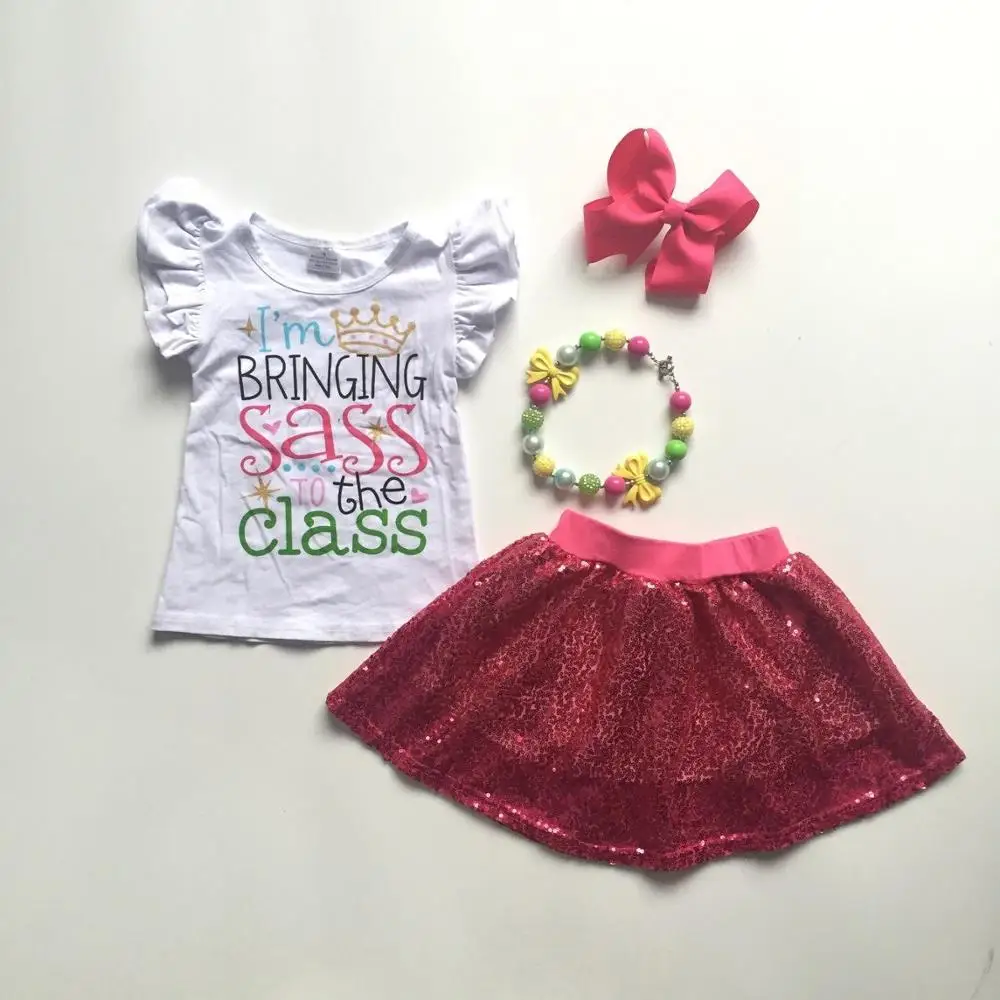 &quotI'm Bring sass to the class&quot назад в школу ярко-розовая юбка с блестками и оборками