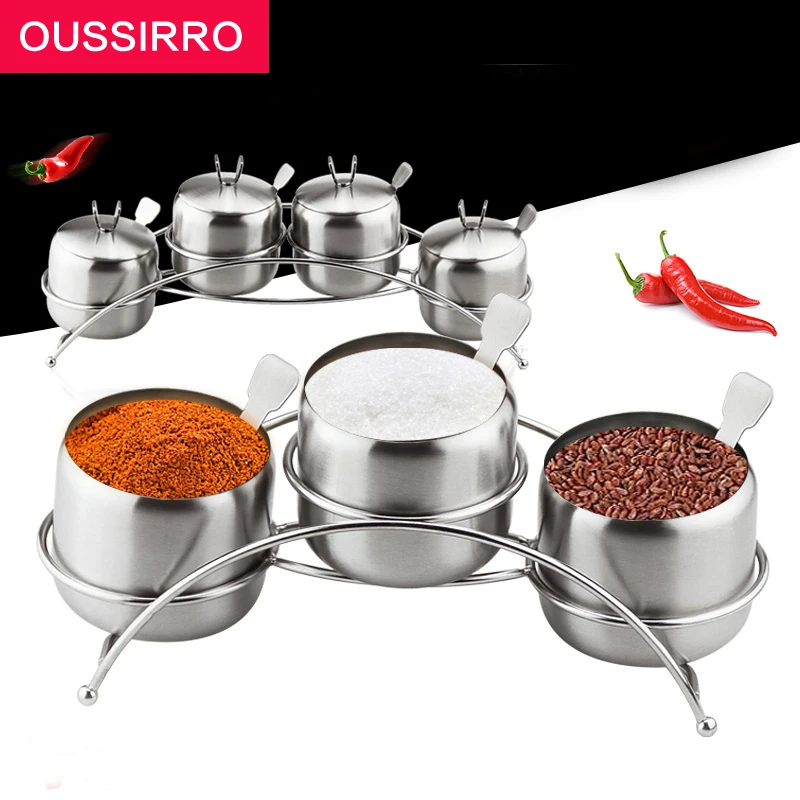 kitchen supplies spice jar stainless steel seasoning box sauce pot