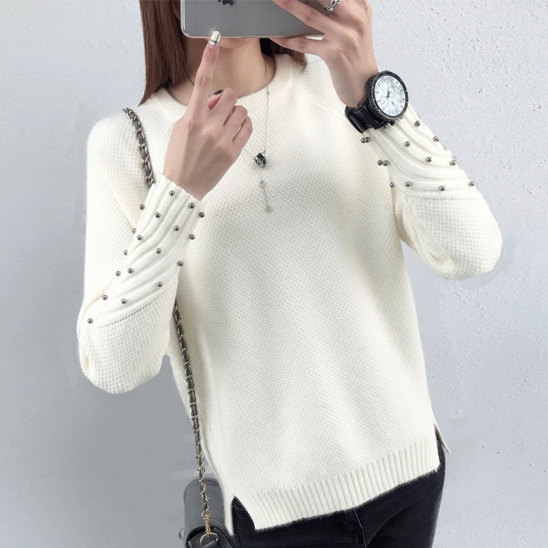 

Autumn 2018 spring Korean Short all-match winter warm sweater knitted shirt with long sleeve loose women sweater pullover