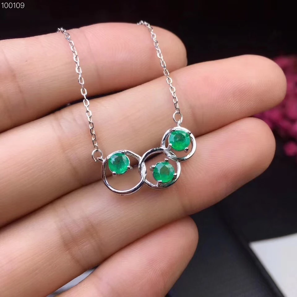 Élégant adorable collier rond en goutte naturelle vert émeraude collier pendentif en pierres précie