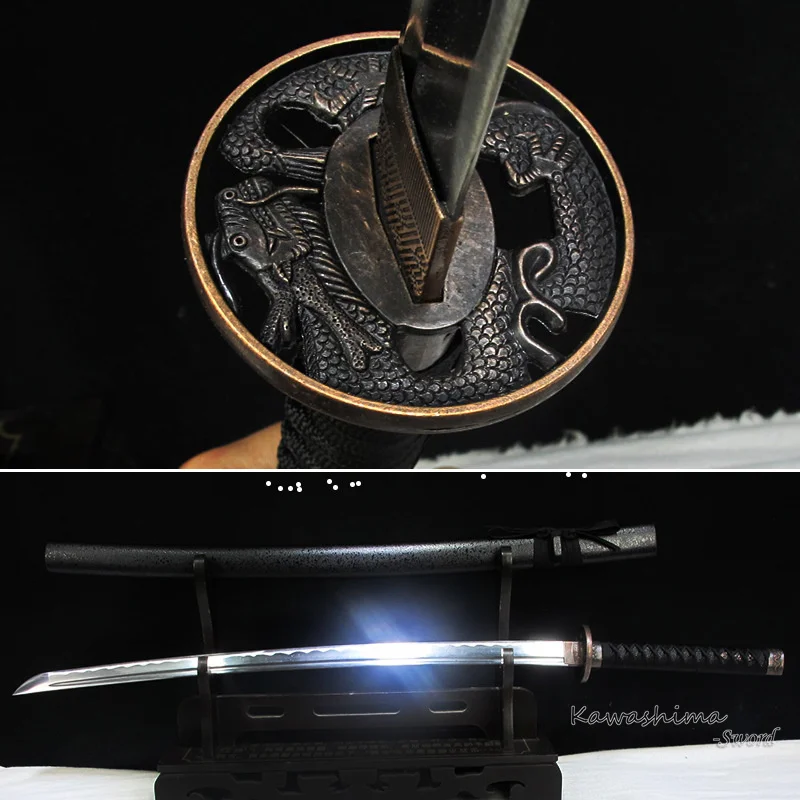 

Japanese Samurai Katana Sword Handfroged 1045 Carbon Steel With Blood Groove Handmade Black Color Sharp Supply