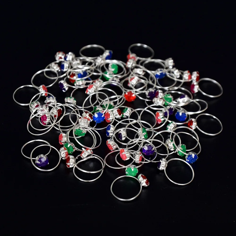 10pcs Bulks Mixed Lots Colorful Crystal Children Rings Fashion Jewelry Ring Baby Girls Boys Party Fashion Accessories