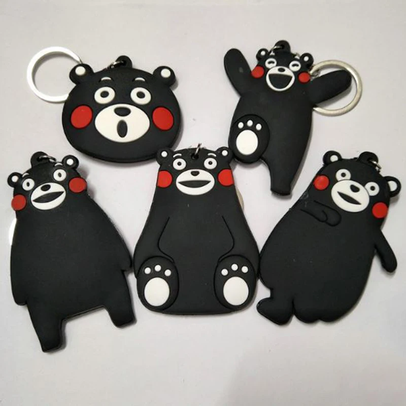 

1 Pc New kumamon cosplay Keychain PVC Toy Keyring double-sided Key chain Costume Props Collectible kids toy Llavero Chaveiro