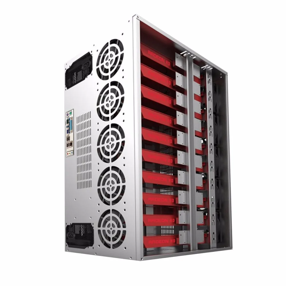 

Open Air Mining Frame Rig Graphics Case ATX Fit 12 GPU Ethereum ETH ETC ZEC XMR Magnalium Alloy 12cm Fans for Mining Machine