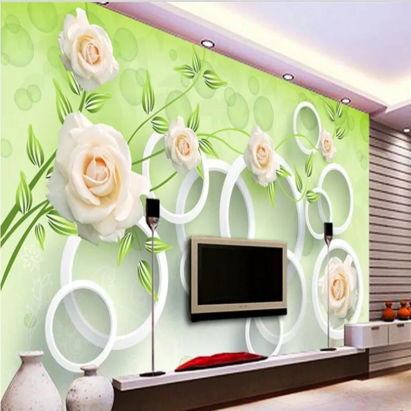 

wellyu Custom large fresco 3D circle rosette TV backdrop non - woven wallpaper papel de parede para quarto