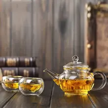 250 мл мини красоты Стекло Чайник комплекты стекло утолщенной чайник с двумя маленькими рот чашки