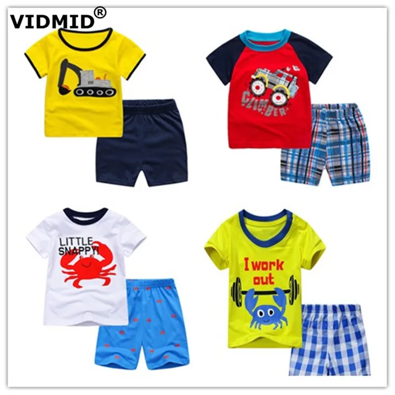 VIDMID جديد طفل الفتيان الملابس t-قميص + مجموعة قصيرة للأطفال الأولاد كم تي شيرت السراويل الاطفال السراويل الأطفال الملابس مجموعة 7055