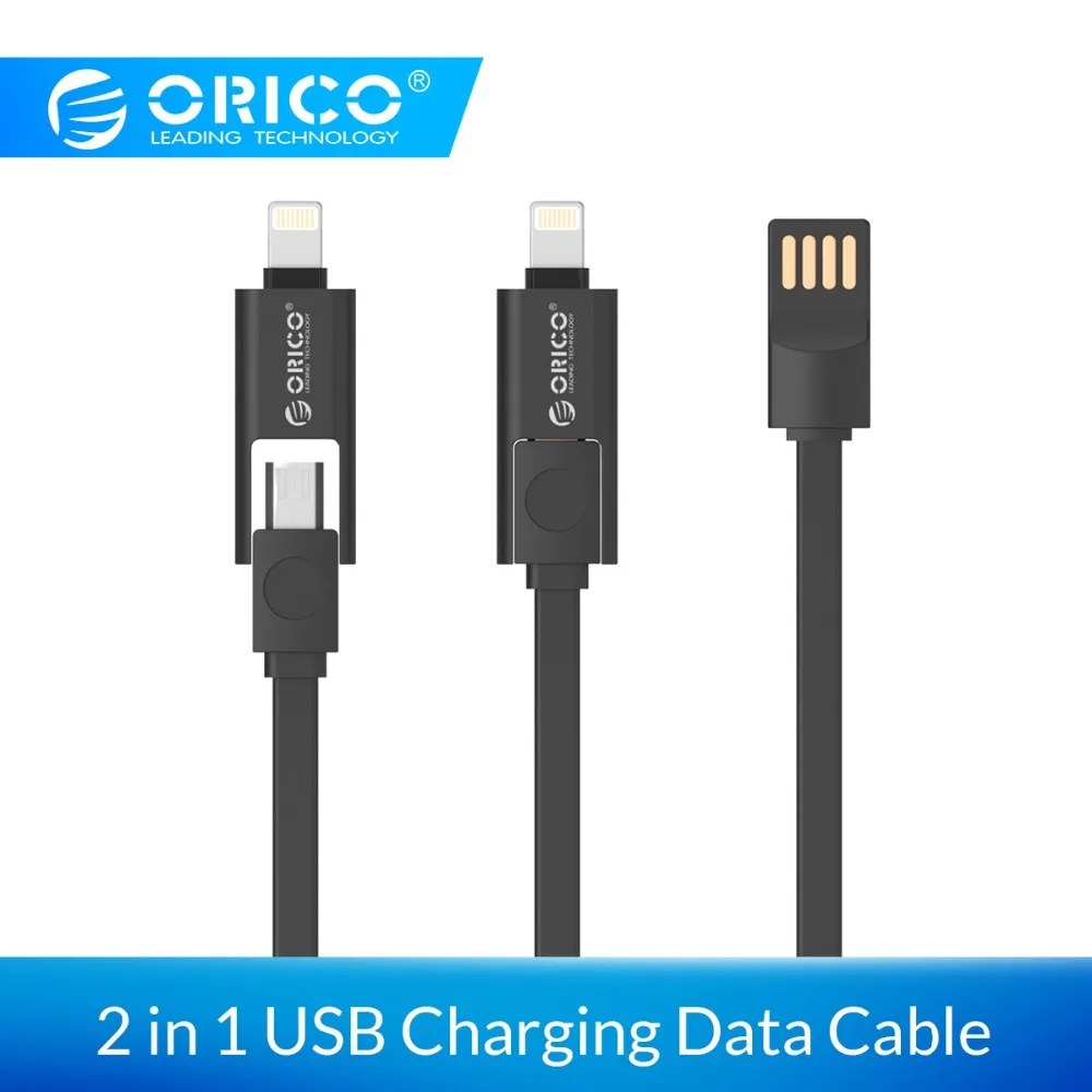 

ORICO Lighting/Micro USB 2 in 1 Data Charging Cable for iPhone iPad Samsung Xiaomi Huawei Meizu Android Fast USB Charger 100cm