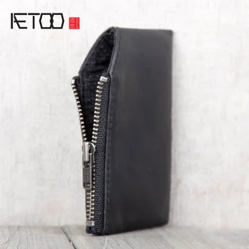 

AETOO Handmade tire cowhide Wallet Leather Card pack male and female general