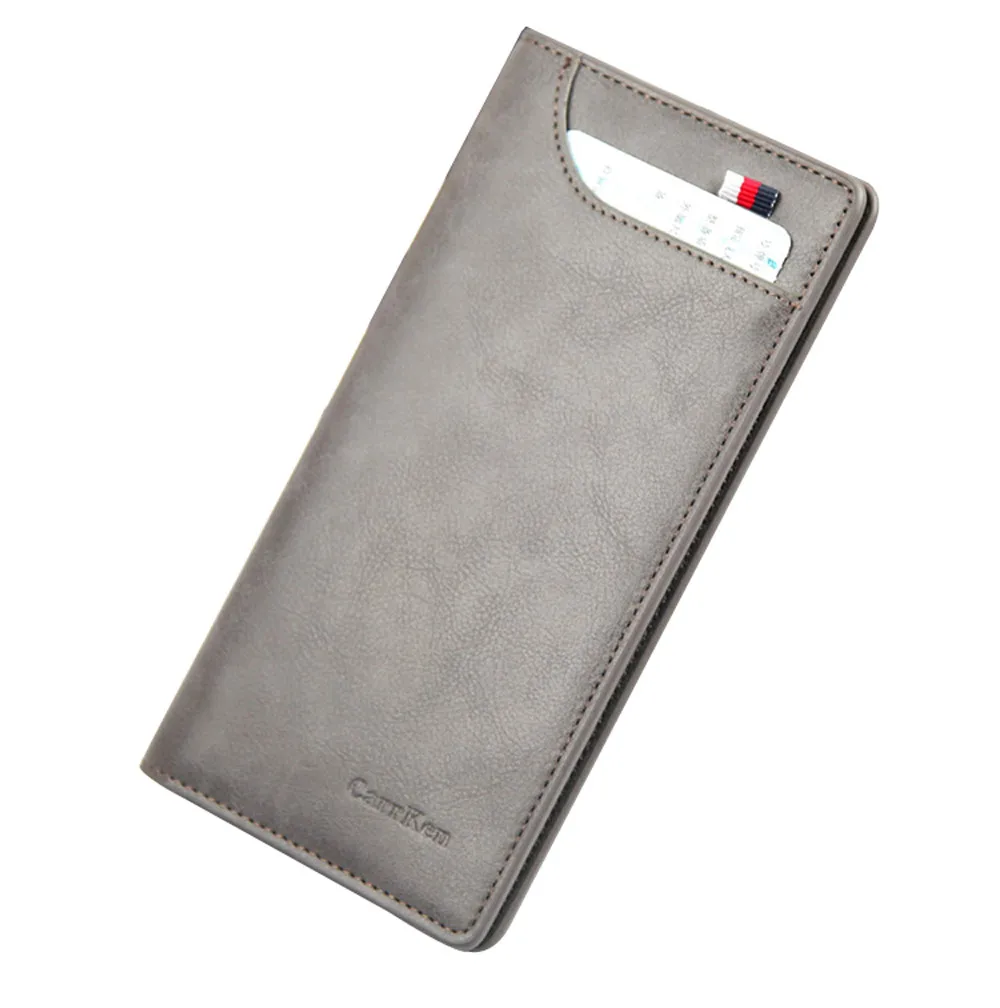 Мужской кошелек из натуральной кожи, однотонный винтажный кошелек с открытым узором Личи с несколькими картами, BW