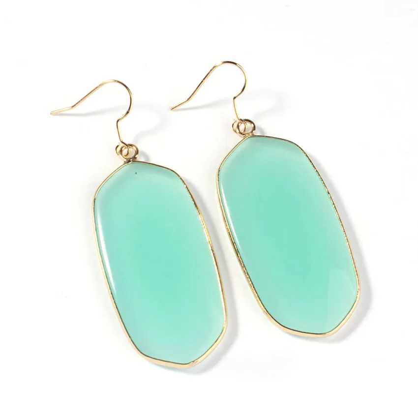 

Wholesale 10 Pair Gold plating Green Aventurine oval earrings elegant women's earring