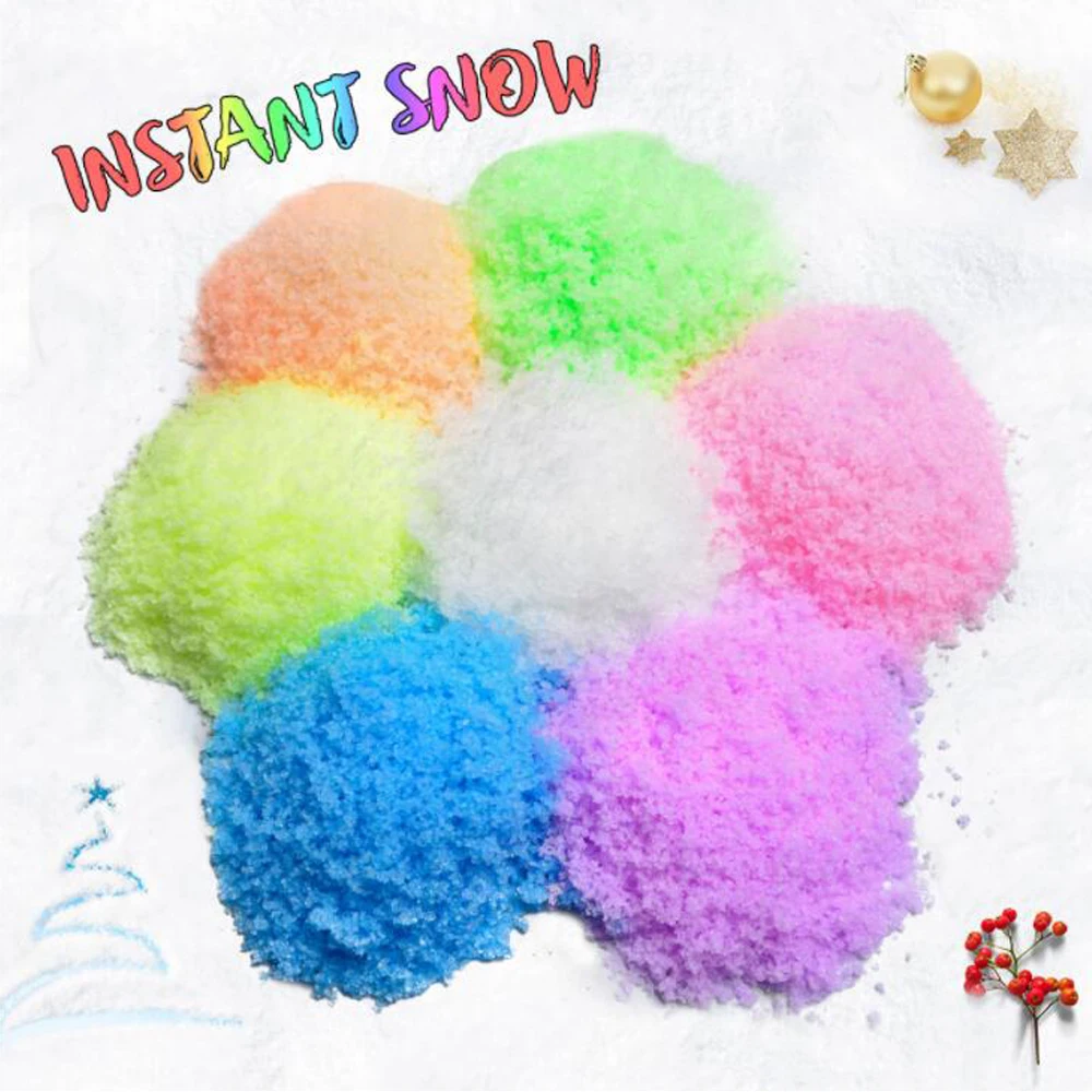 iWish 2PCS 40g Magic Growing Christmas Decorations Colorful Fake Artificial Snow Color Instant Expansion Grow Snowing Powder Toy 50g artificial magic instant snow powder christmas party diy xmas decoration artificial snow christmas fake snowflake artificial