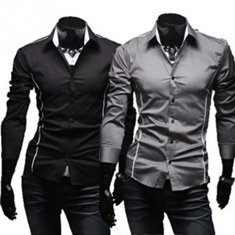 NatrE Men Classic Version Slimming Long Sleeve Fashion Plus-Size Cotton Shirt